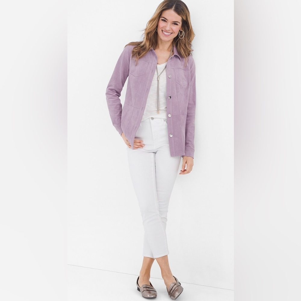 Size 8/10 light purple sueded fabric jacket from Chico’s